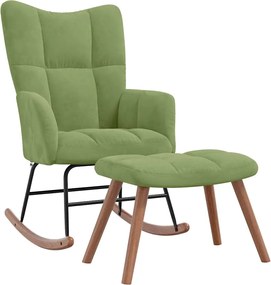 vidaXL Scaun balansoar cu taburet, verde deschis, catifea