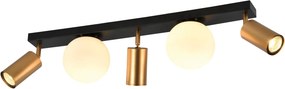 Plafoniera Klausen Spoty PL5 Urban 66cm, Design Modern Negru cu Alama, 3xGU10 si 2xE14, Corp Iluminat Interior Sofisticat pentru Living si Hol