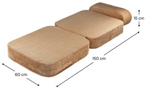 Fotoliu de copii maro cu tapițerie din catifea reiată Flip – Wigiwama