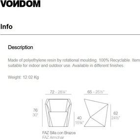 Fotoliu-scaun lounge design modern, exterior, interior, FAZ ARMCHAIR 54015 Vondom