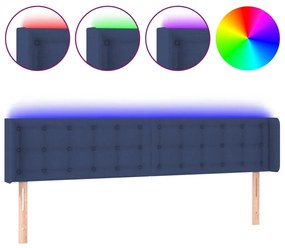 3123682 vidaXL Tăblie de pat cu LED, albastru, 163x16x78/88 cm, textil