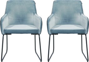 Set 2 scaune Hampton catifea gri albastrui 63/62/85 cm