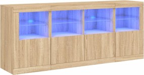 vidaXL Servantă cu lumini LED, stejar sonoma, 163x37x67 cm