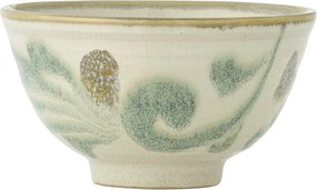 Set 4 boluri din ceramică natur, pictate manual cu motive botanice, „Bethany", 11,5 x 6,5 cm