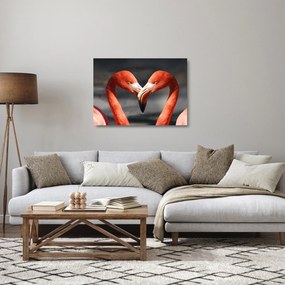 Tablou pe sticlă cu doi flamengo îndrăgostiți (70x50 cm)