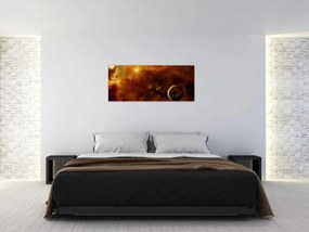 Tablou - Planete cu nebuloasă (120x50 cm)