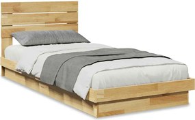 vidaXL Cadru pat cu tăblie fără saltea 75x190 cm lemn masiv de stejar