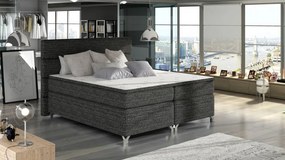 Pat tapitat boxspring, cu spatiu pentru depozitare, 160X200 cm, Amadeo 1, Eltap (Culoare: Gri deschis texturat)