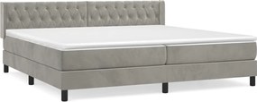 vidaXL Pat box spring cu saltea, gri deschis, 200x200 cm, catifea