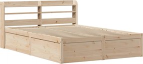 vidaXL Cadru de pat cu tăblie, 135x190 cm, lemn masiv de pin