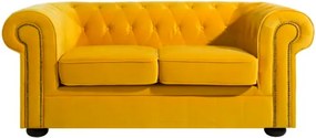 Canapea catifea galbena 2 locuri 168x95x75cm Sofa Velvet Yellow Weave/Wood | PRIMERA COLLECTION