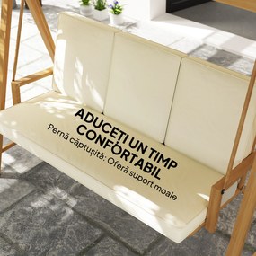 Outsunny Balansoar de Grădină 3 Locuri cu Acoperiș și Perne 195x120x170cm Bej | Aosom Romania