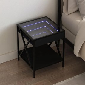 vidaXL Noptieră cu LED infinity, negru, 40x40x49 cm