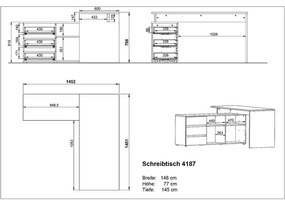 Birou cu aspect de stejar 146x145 cm Lissabon - Germania