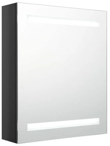 Dulap de baie cu oglinda si LED, negru stralucitor, 50x14x60 cm Negru stralucitor