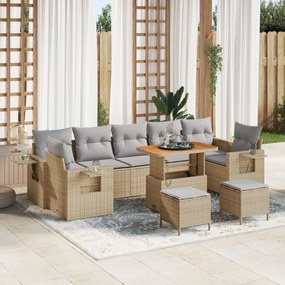 vidaXL Set de canapele pentru grădină 10 pcs Bej poliratan