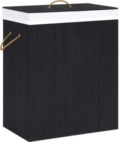 vidaXL Coș de rufe din bambus cu 2 secțiuni, negru, 100 L