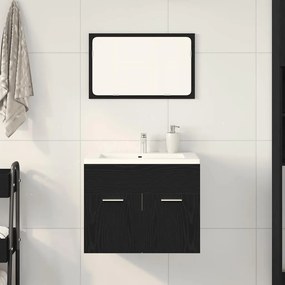 vidaXL Set de mobilier de baie din 2 piese din lemn de stejar negru