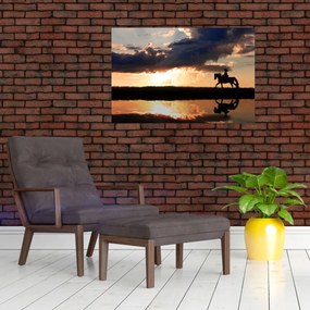 Tablou - Rider pe un cal la apus de soare (90x60 cm)