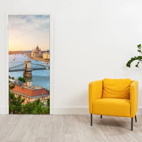 Fototapet pentru ușă - Budapesta cu râu (95x205cm)