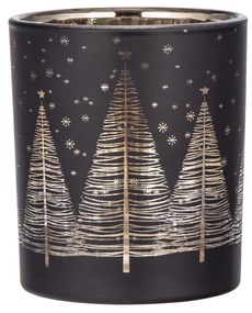 Sfeșnic din sticlă Altom Golden Christmas treenegru, diametru 9 x 10 cm