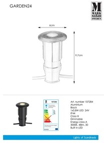 Corp de iluminat pentru exterior Markslöjd Garden 24 Decklight, ø 60 mm, 0,8W