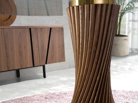 Masa rotunda design modern deosebit Glass and Walnut 130cm