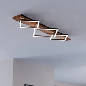 Eglo 901936 - Plafonieră LED BOYA 2xLED/13W/230V + LED/16W negru/maro