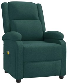 342432 vidaXL Fotoliu de masaj spătar aripi, verde închis, material textil