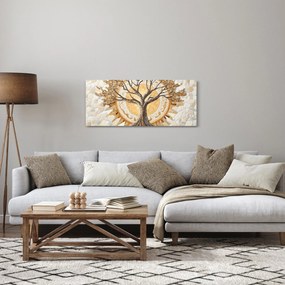 Tablou – Arborele vieții auriu în mozaic (120x50 cm)