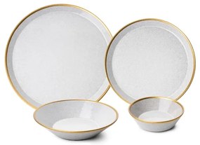 Set de 16 piese pentru masă, porțelan, gri/auriu