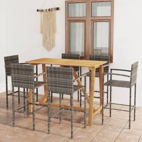 3067973 vidaXL Set mobilier bar de grădină, 7 piese, gri