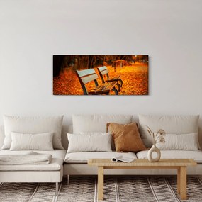 Tablou cu banca toamna (120x50 cm)