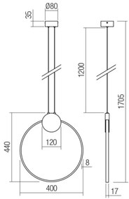 Lustră LED pe cablu ATOM LED/11W/230V d. 40 cm Redo 01-3106