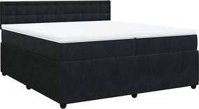 vidaXL Pat box spring cu saltea, negru, 200x200 cm, catifea