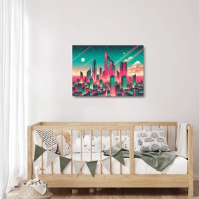 Tablou pe sticlă – Metropolă în stil pop-art (70x50 cm)