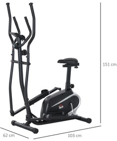 HOMCOM Bicicletă Fitness cu Monitor LCD și 8 Nivele de Rezistență, Antrenament Cardio la Domiciliu | Aosom Romania