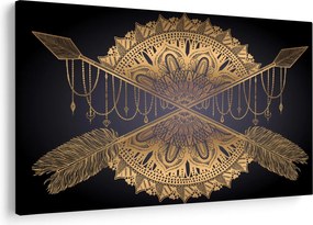 Tablou - Mandala aurie cu săgeți (90x60 cm)