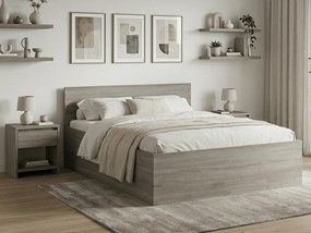 Pat de o persoana stejar trufa, SOFIA 120 x 200 cm Saltele: Cu saltele Coco Maxi 20 cm, Somiera pat: Cu lamele drepte