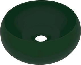 vidaXL Chiuvetă baie lux verde închis mat 40x15 cm ceramică rotund