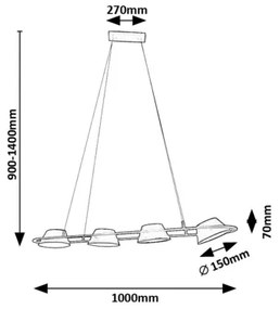 Lustră LED pe cablu Rabalux 72218 ODISS LED/36W/230V 3000K