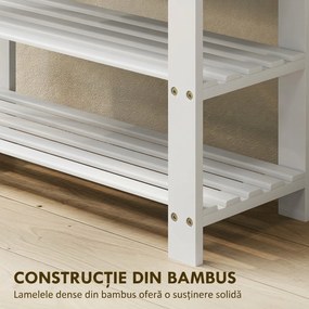 HOMCOM Pantofar tip Băncuță pentru Hol cu 3 Niveluri, 70x28x45 cm, Lemn natural | Aosom Romania