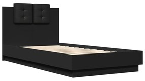 3209969 vidaXL Cadru de pat cu tăblie, negru, 90x190 cm, lemn prelucrat