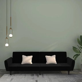 337542 vidaXL Canapea extensibilă cu 2 locuri, negru, catifea