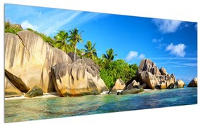 Tablou cu plaja de mare cu palmieri (120x50 cm), în 40 de alte dimensiuni noi