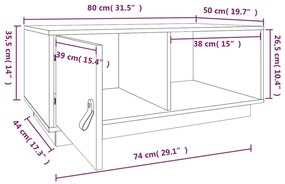 Masuta de cafea, gri, 80x50x35,5 cm, lemn masiv de pin 1, Gri