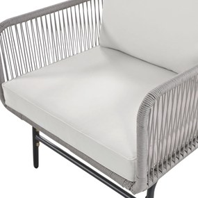 Set de lounge de grădină din 6 piese, frânghie împletită manual cu cadru din fier, 2x fotolii, 2x canapele cu 2 locuri și 2x mese, Gri