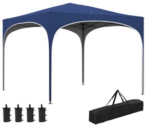 Outsunny Pavilion pliabil, reglabil în înălțime, Stâlpi metalici, acoperiș rezistent, inclusiv geantă de transport, 2,95 x 2,95 x 2,55m, Albastru închis | Aosom Romania