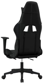 Scaun de gaming cu suport picioare, negru, piele ecologica