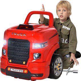 Homcom, camion de jucarie, cu functii si accesorii, 3-5 ani, rosu | Aosom Romania